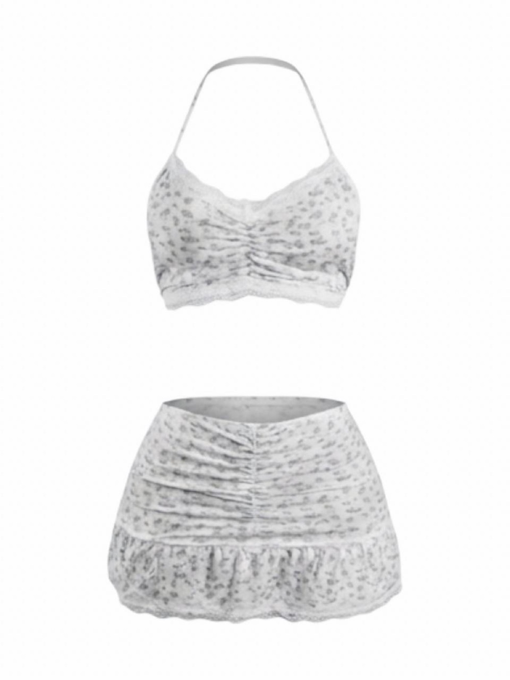 Coquette Floral Print 3-Piece Lingerie Skirt Set